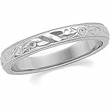 14K White Gold Hand-Engraved Wedding Band For Men and Women - Size 6