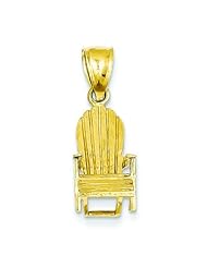 14K Yellow Gold 3D Beach Chair Charm Pendant Jewelry