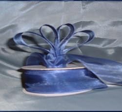 Sheer Organza Ribbon Mono Edge - 3/8" - 25 Yards (75 FT) - Smoked Blue