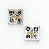 Solid 14K White Gold Micro Pave .20 Carat Checkerboard Genuine Diamond Earrings