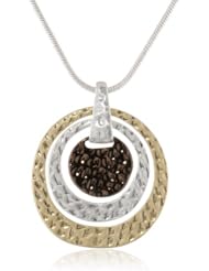 NINE WEST VINTAGE AMERICA "Taking shape" Tri-Tone Frontal Disc Pendant Necklace, 18"
