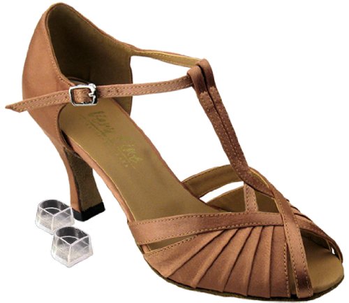 Very Fine Women's Salsa Ballroom Tango Dance Shoes 2707 Bundle with Dance Shoe Heel Protectors 2.5