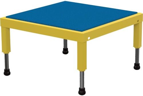 IHS AHT-H-2424 Ergo-Matting Adjustable Work-Mate Stand with Powder Coated Safety Yellow Finish, Steel, 24" Length x 24" Width Deck, 500 lbs Capacity, 9" - 14" Height
