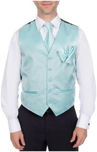Tiffany Blue Italian Design Formal Vest - Necktie and Pocket Square Set