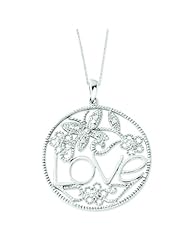 Sterling Silver CZ Family (A Gift of Love) 18in Butterfly Necklace.