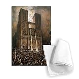 The Populace Besieging Notre-Dame (pen & ink.. - Tea Towel 100% Cotton - Art247 - Tea Towel - 46x70cm