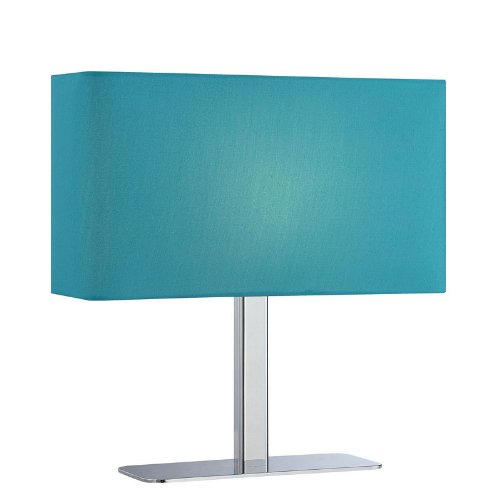 Metal Table Lamp  Blue Fabric Shade in Chrome 