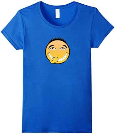 Women's Hand Covering Mouth Giggle Laugh Funny Asian Emoji T-Shirt Large Royal Blue