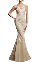 Charmeuse/Tulle Applique Vintage Mermaid Sleeveless Bridesmaid Dress/Prom Dress 