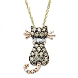 XPY 14k Rose Gold Brown Diamond Cat Pendant (1/3 cttw), 18