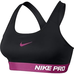 NIKE PRO CLASSIC PADDED BRA (X-Small, Black/Hot Pink)