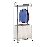 Whitney Design 7022 Chrome Rolling Laundry Center with 3 Canvas Bags