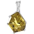 Genuine Olive Quartz Enhancer Pendant with 18" Chain Necklace Sparkling Sterling Silver
