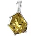 Genuine Olive Quartz Enhancer Pendant with 18" Chain Necklace Sparkling Sterling Silver