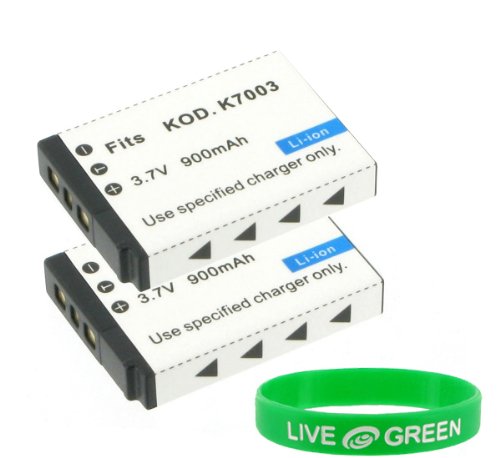 Young Micro (2-Pack) KLIC-7003 900mAh Li-Ion Battery Compatible with Kodak Easyshare M381 Digital Camera Black