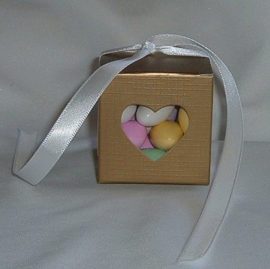 Wedding Shower Party Favors Favor Boxes - Transparent Heart - Gold - (100 pcs) 