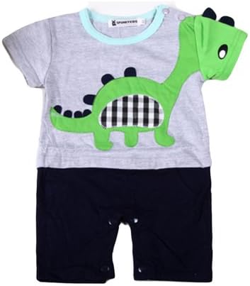 6-24m Baby Boys Cute Dragon Romper Onesie (90/12-18M, grey)