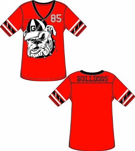 Georgia Bulldogs UGA Women's Jersey T-Shirt With Stripes