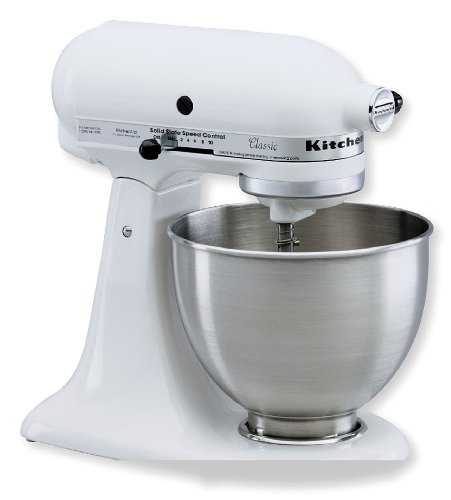 KitchenAid KSM75WH Classic Plus Tilt-Head 4-1/2-Quart Stand Mixer, White