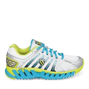K-Swiss Women's Blade Max Stable Track Shoe,Silver/Optic Yellow/Fiji Blue,8 M US