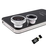 3 in 1 Camera Lens Kit Designed for Apple iPhone 4 4S iPad (Fish Eye Lens, Wide Angle + Micro Lens) w/ AGPtek USB 2.0 All in One Card Reader