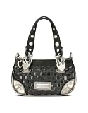 Roccobarocco Black Double Handle Woven Baguette Bag