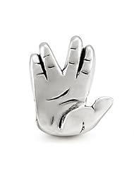 Ohm Silver Live Long Prosper Hand Sign Bead Charm