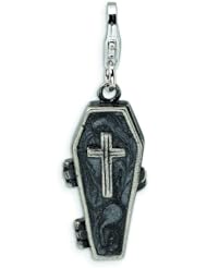 Sterling Silver Skeleton in Casket Lobster Clasp Charm