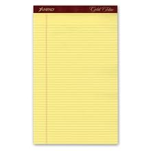 Ampad 20-034 Gold Fibre 16# Watermarked Canary Narrow Rule 50-Sheet Pads, 8-1/2 x 14, Doz.
