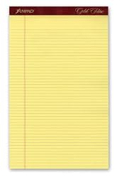 Ampad 20-034 Gold Fibre 16# Watermarked Canary Narrow Rule 50-Sheet Pads, 8-1/2 x 14, Doz.