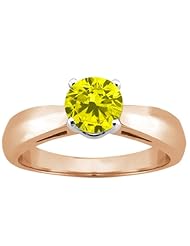 0.80 Ct Round Canary SI1/SI2 Diamond 18K Rose Gold Ring