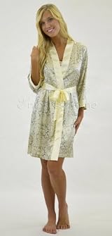Silk Kimono Robe with 3/4 sleeves - Lace print