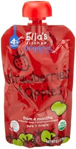 Ella's Kitchen Organic Baby Food Strawberry + Apples (4+months), 3.5-Ounce Pouches (Pack of 7)