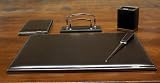 Chocolate Brown Calfskin Leather Complete Five Pieces Desk Set