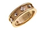 14K Two Tone Diamond Etruscan Band, Size 6