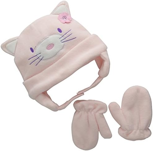 Lovespun Baby Girls' Cat Hat and Mittens