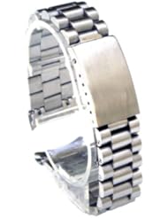 Stainless Steel President Style Solid Filled Links 20mm Curved Ends Watch Band