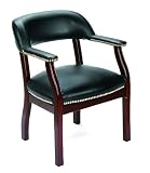 Traditional Black Vinyl Captain's Guest Arm Chair