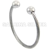 Stainless Steel 7 in. Golf Cuff Bracelet w/ Bio Magnetic Ball Ends, 3/16 in. (4.5mm) wide