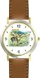 Buck & Doe Deer JP Animal - WATCHBUDDY&reg; DELUXE TWO-TONE THEME WATCH - Arabic Numbers - Brown Leather Strap-Size-Children's Size-Small ( Boy's Size & Girl's Size )
