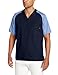 WonderWink Men's Raglan Color Block 5 Pocket Scrub Top, Navy/Ceil Blue, Large