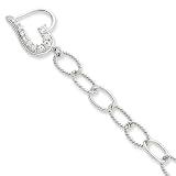 Sterling Silver Journey Heart CZ Dangle Bracelet Length 7.5