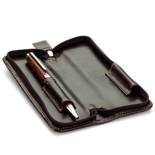 Leatherette Double Pen Case w/Zipper