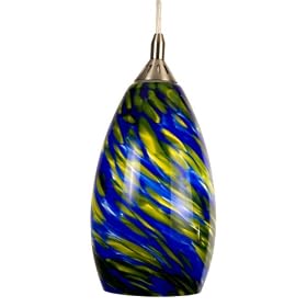 Checkolite 25307-71 1-Light Home Design Art Glass Pendant, Brushed Nickel by Checkolite