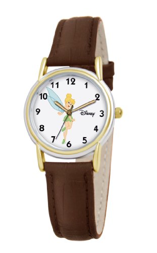 Disney Women's D091S007 Tinker Bell Brown Leather Strap Watch