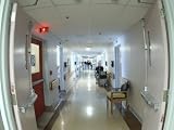 Fish-Eye of Hallway's Horizon in Empty Hospital Corridor Photographic Poster Print, 40x30