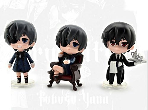 Kuroshitsuji Black Butler Sebastian PVC Figure Set 3pcs Petite Toy Figures