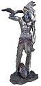 17 inch Polyresin Bronze Indian With Eagle And Spear Figurine Statue
