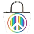 Bucket Bag (Leather) (Purse, Handbag) of Nano Chromatic Peace Symbol (also can be Gay Pride Rainbow)