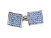 Classy Silver Cufflinks with Inlaid Faux Blue Topaz Crystals in a Grid with Presentation Box